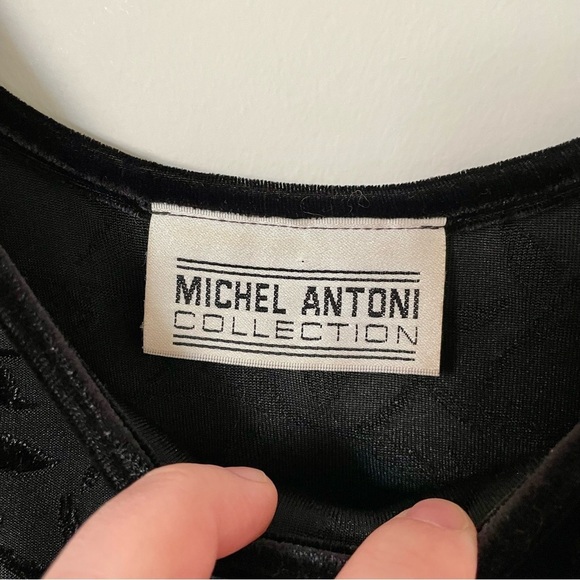 Vintage 90's Michel Antoni Velvet Burnout Sleeveless Maxi Sheath Dress Size 18 - Picture 5 of 6